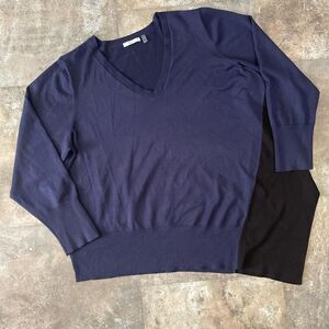 89th & madison asymmetrical black and blue v neck sweater size 2x